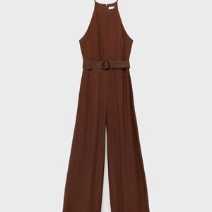 Mango Textured Brown Junpsuit